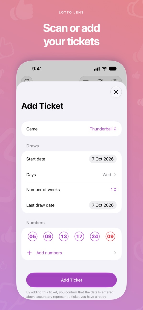 Lotto Lens: Add a ticket