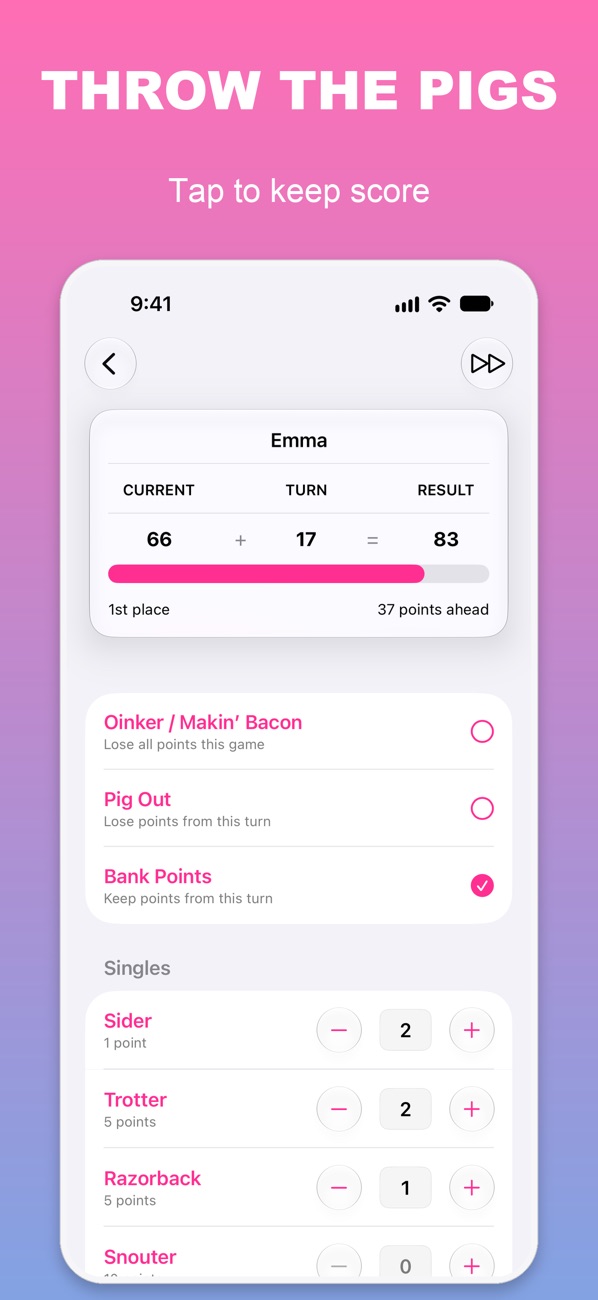 Count the Pigs: Keep score